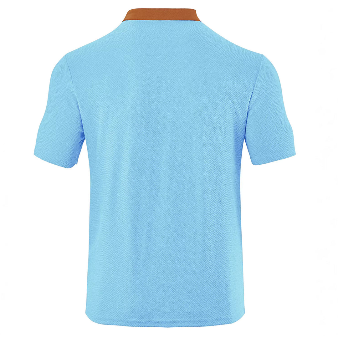 Herrer nan slankt kortærmet Henley polo skjorte med mandarin krave og fin jacquard struktur Skovae