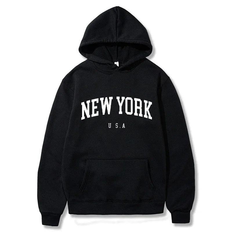 Kvinders hættetrøje med fashionable New York print og komfortabel pasform Skovae