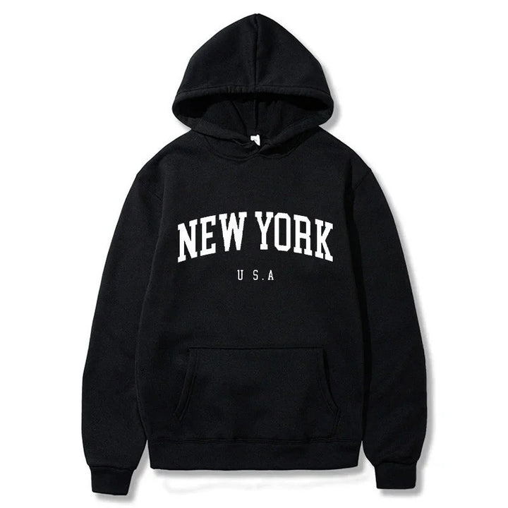 Kvinders hættetrøje med fashionable New York print og komfortabel pasform Skovae