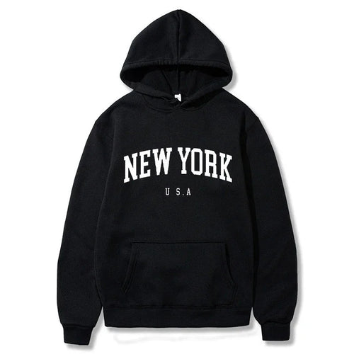 Kvinders hættetrøje med fashionable New York print og komfortabel pasform Skovae