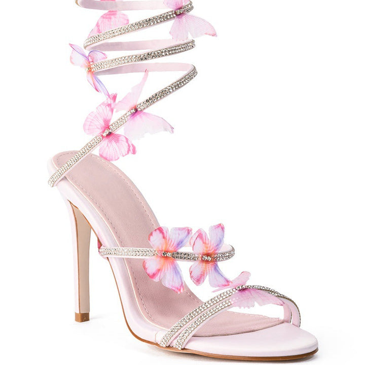 Femme Remme Højhælede Sandaler med florale Sommerfugleaccentuer Stilla