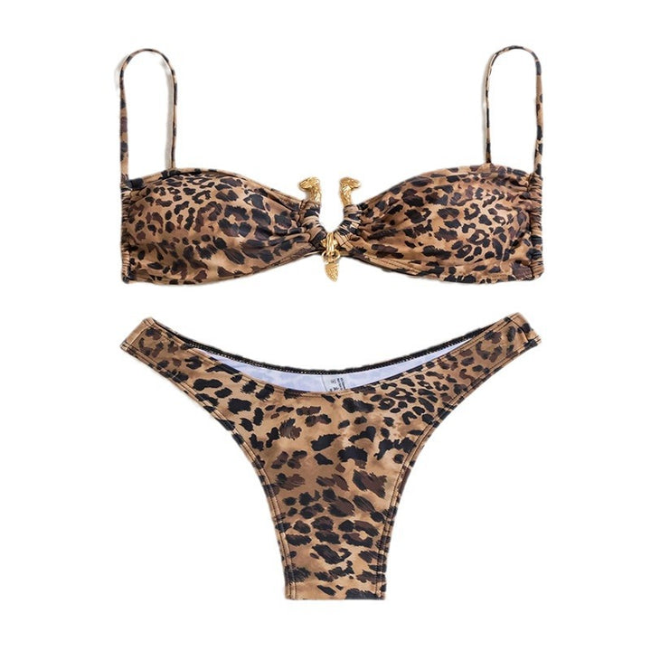 Dame triangel-bikini med volang-lignende detalje og justerbare stropper Stilla