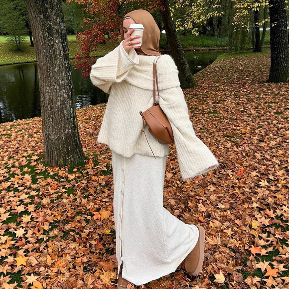 Dame Oversized Strikpullover med løs pasform og dyb V-udskæring Stilla
