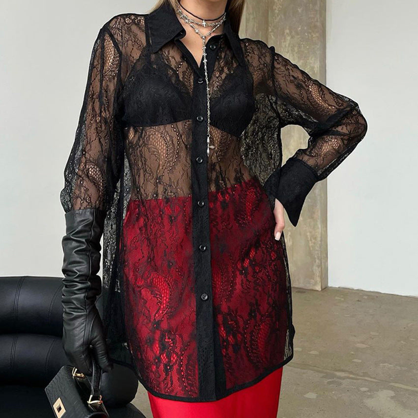 Dame Gennemsigtig Spidsbluse i afslappet Oversized-snit Stilla