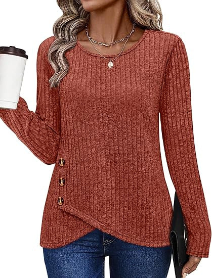Damer fashionable og casual top med knapdetaljer Stilla
