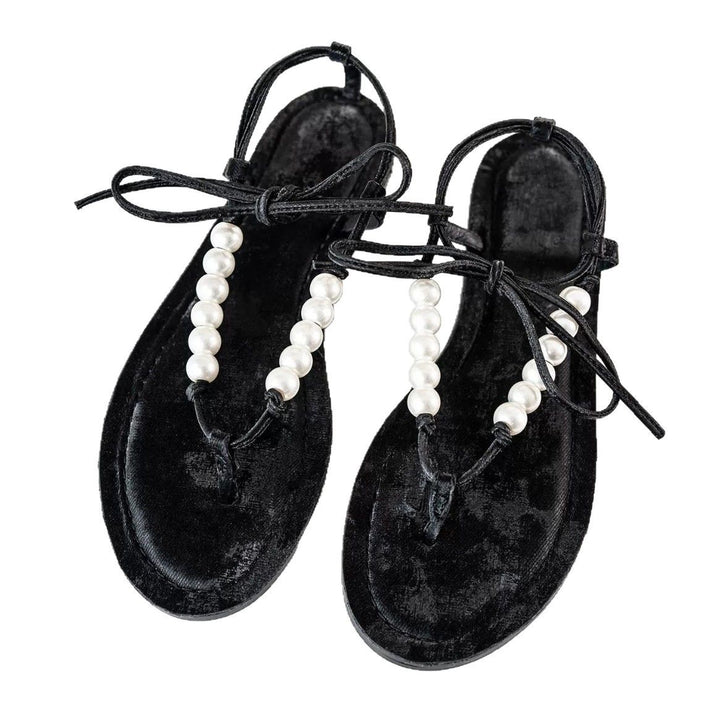 Dame Zehentrenner Sandaler med elegante perle detaljer og komfortabelt sål Stilla