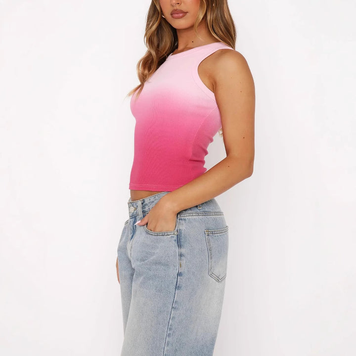 Dame Fitness-Tanktop med moderne farvegradient og figursyet snit Stilla