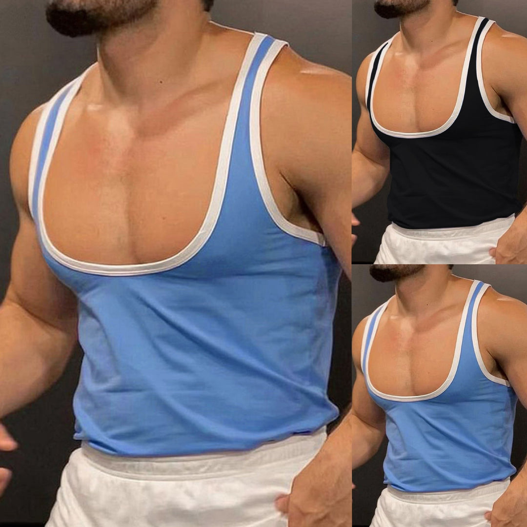 Herren nan sporty ærmeløs muskelshirt med kontrastbesætning Skovae