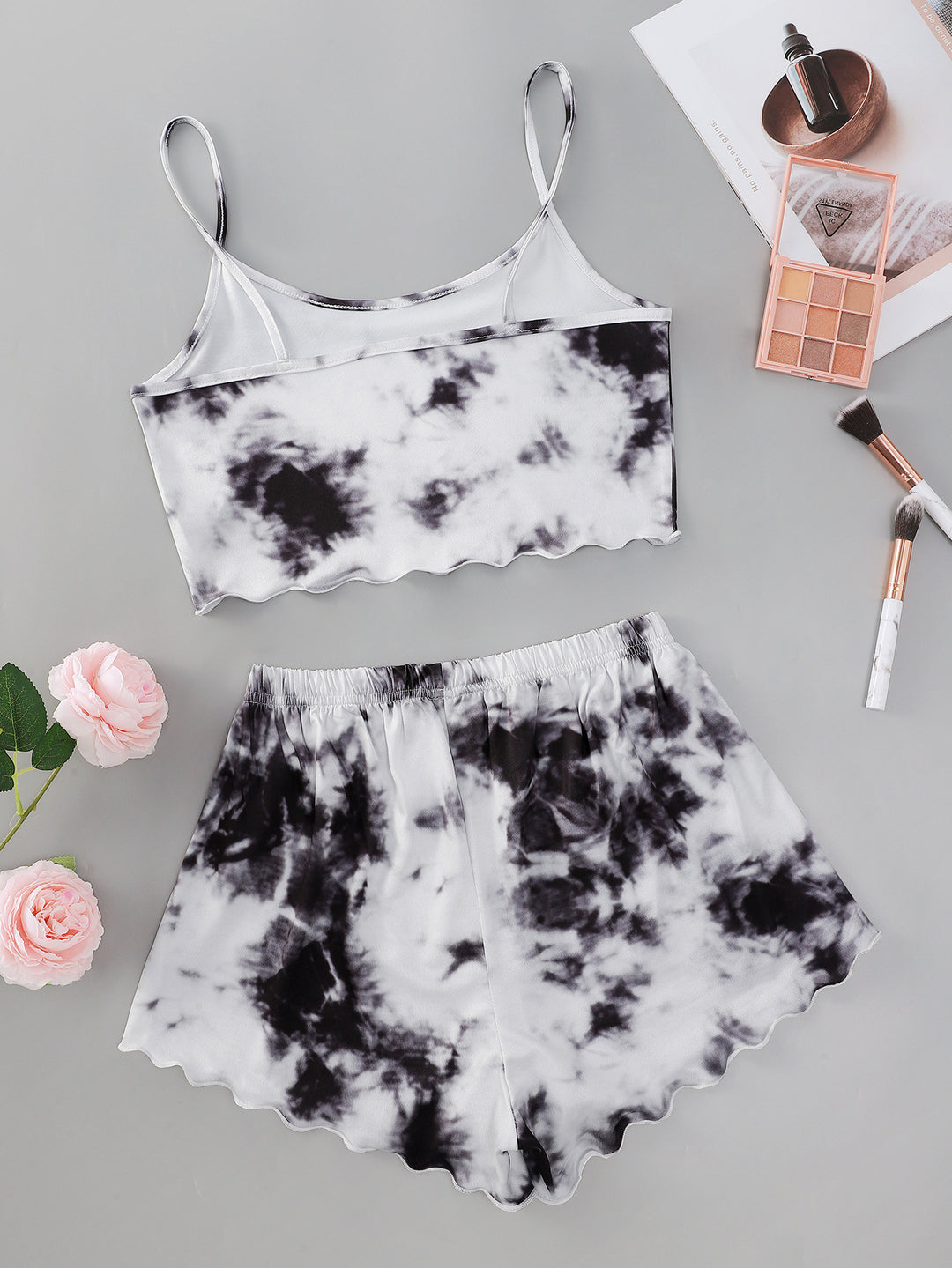 Dame pyjamasæt med drømmende print og elastisk bundle Stilla