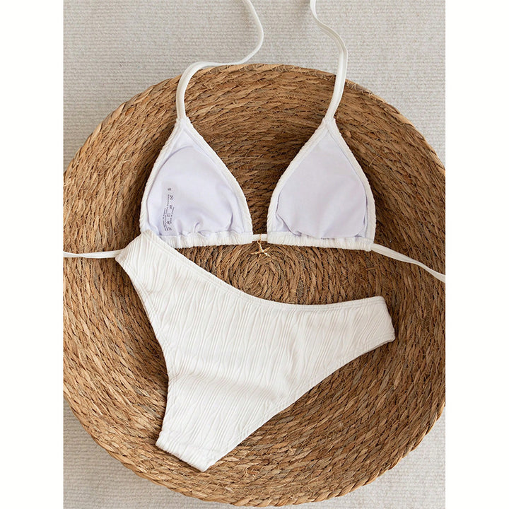 Dame Triangel-Bikini med fint ribbet design Skovae