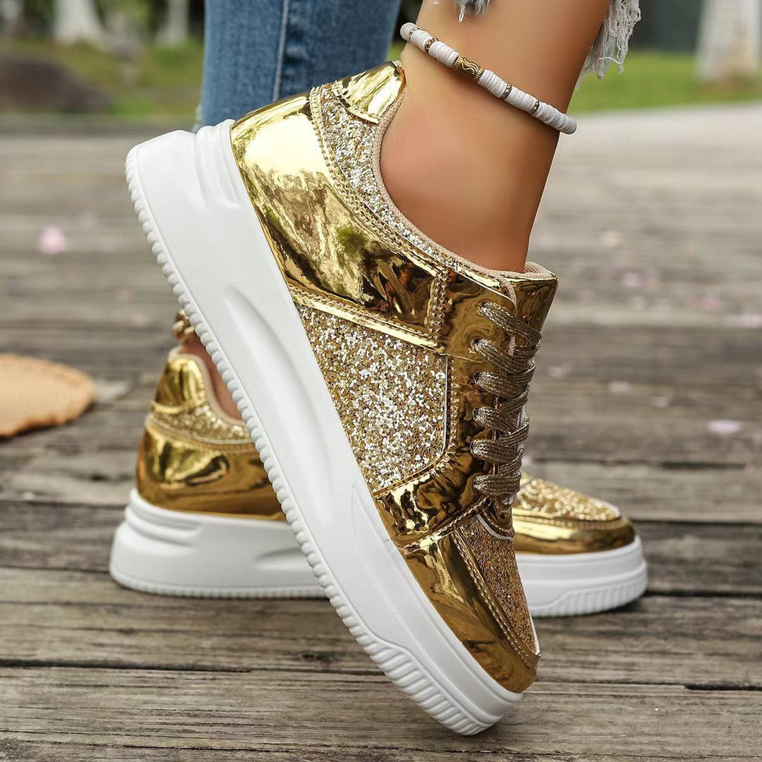 Dame sneakers med skinnende accenter og trendy glimmer Stilla