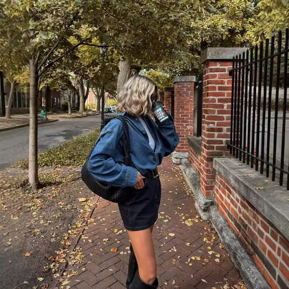 Kvinders afslappede denimjakke i klassisk oversized pasform Stilla