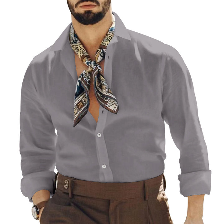 Herre elegant Langærmet skjorte med moderigtigt tørklæde Stilla