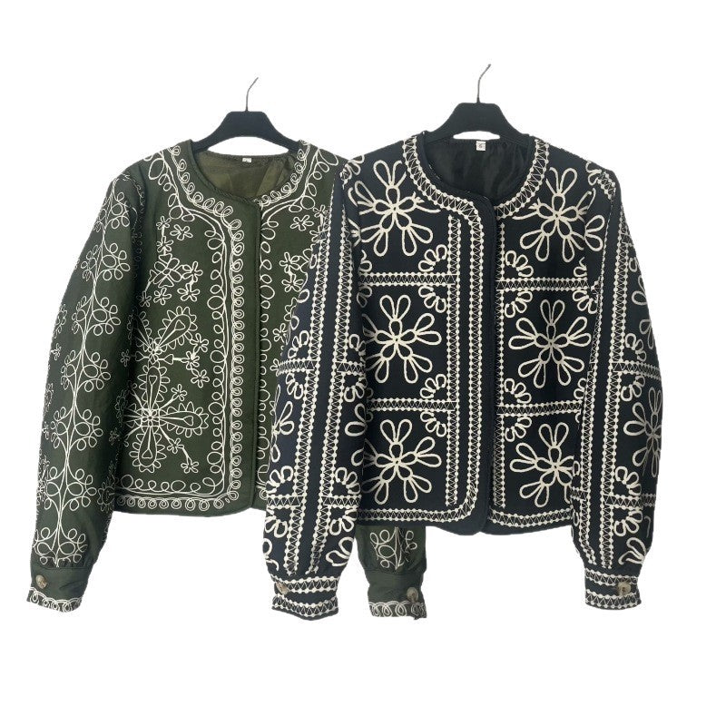 Kvinders patchwork designjakke med blomster mønster og elegante applikationer Stilla