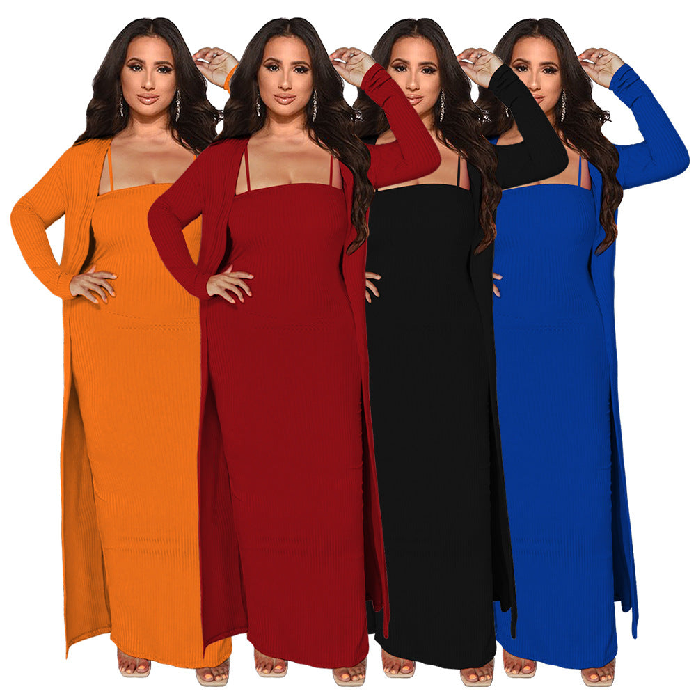 Dame Strapless Maxikjole med lang Cardigan Stilla