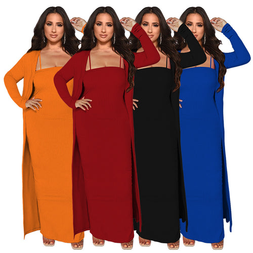 Dame Strapless Maxikjole med lang Cardigan Stilla