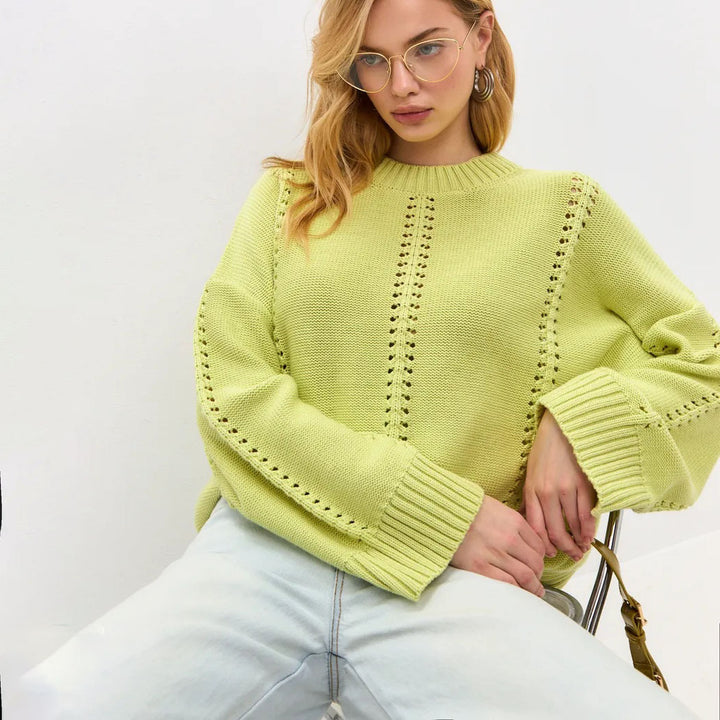 Kvindernes afslappede strikkede sweater med luftig struktur Stilla