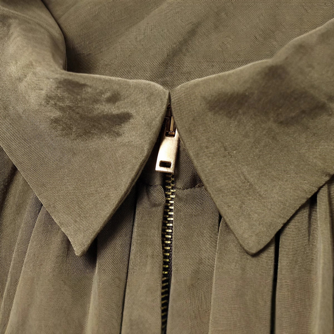 Damer Plisseret Bluse med Elegant Stående Krave Stilla