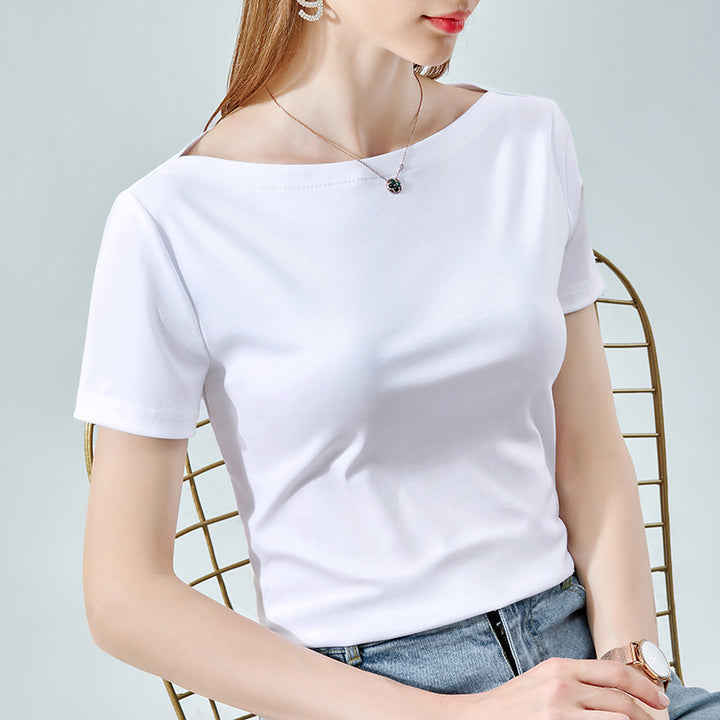 Dame T-shirt med flot, moderne udskæring og elastisk komfort Stilla