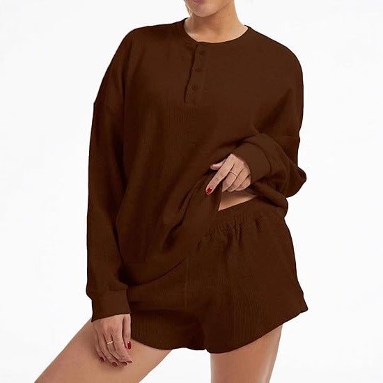 Kvinders afslappede oversized sweater og shorts sæt Stilla