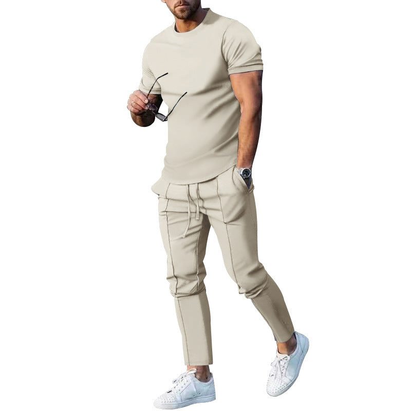 Herrer afslappet sport outfit med åndbart T-shirt og løs joggingbukser Stilla