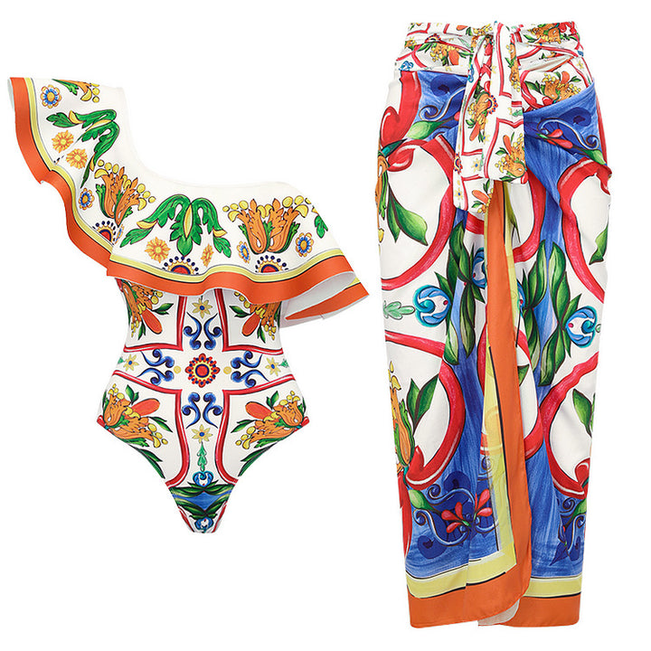 Dame Bikini-top og wrap skirt sæt Skovae