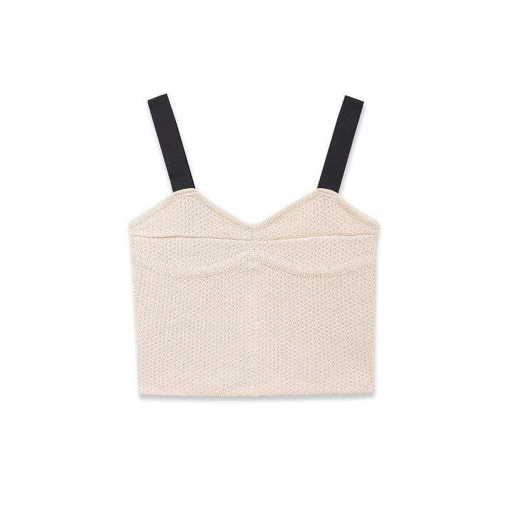 Dame Crop-Top med elegant V-udskæring og raffineret struktur Skovae
