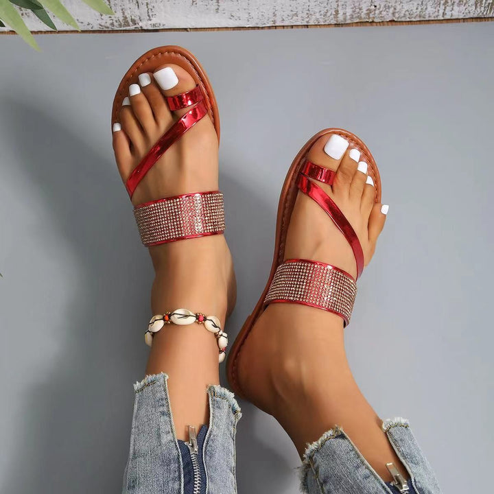 Dame elegante gladiatorsandaler med glitrende remme Stilla
