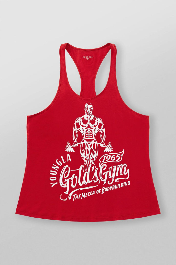 Herrer nan atletisk Stringer Tanktop rygfri snit med kontrastpiping og kraftsportmotiv Skovae
