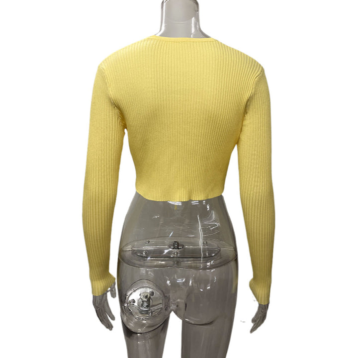 Damer afslappet cropped strik top med bindebånd Stilla