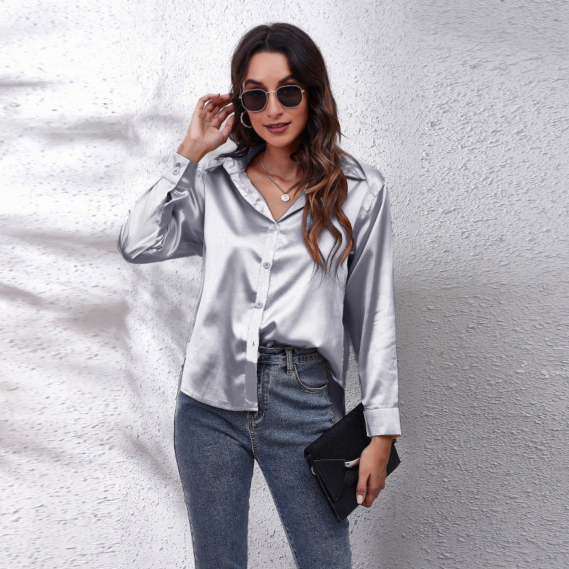 Dame elegant satinbluse Stilla