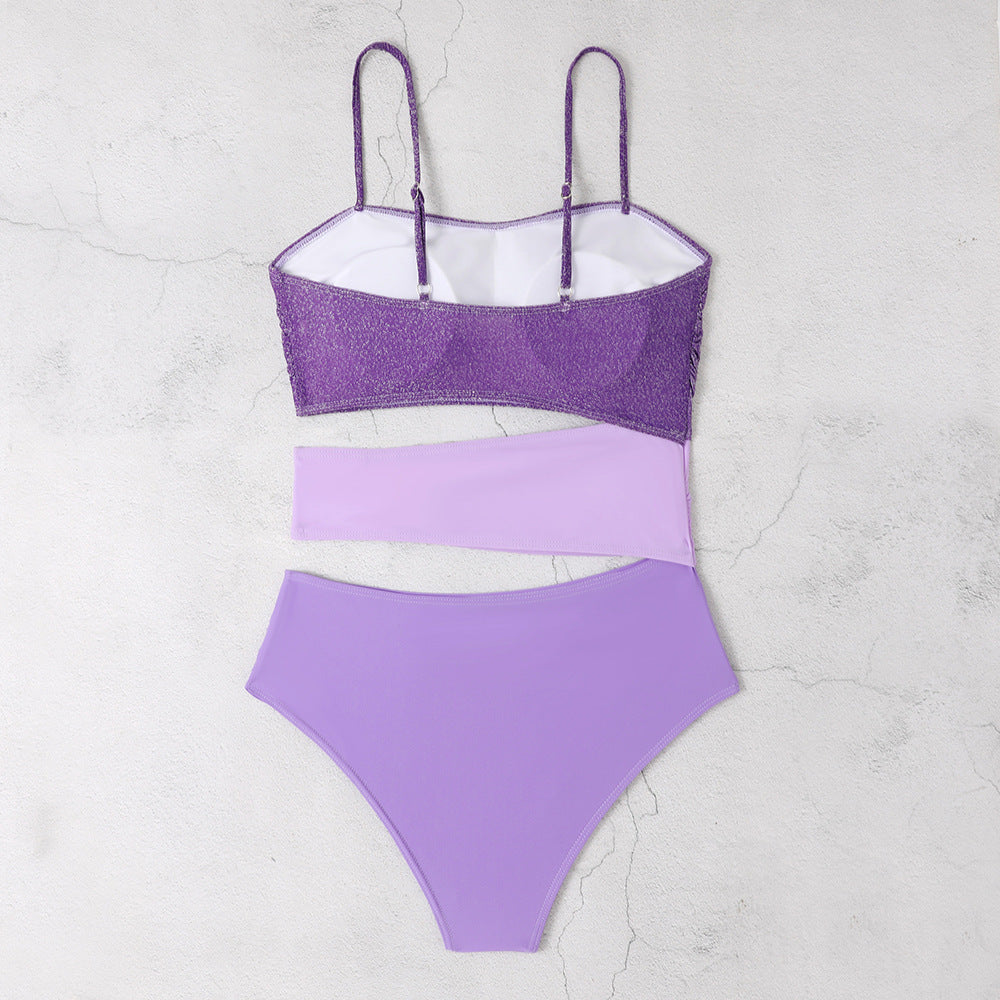 Dame Glitrende Bikini med asymmetrisk design og justerbare stropper Stilla