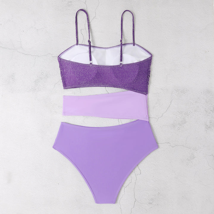 Dame Glitrende Bikini med asymmetrisk design og justerbare stropper Stilla