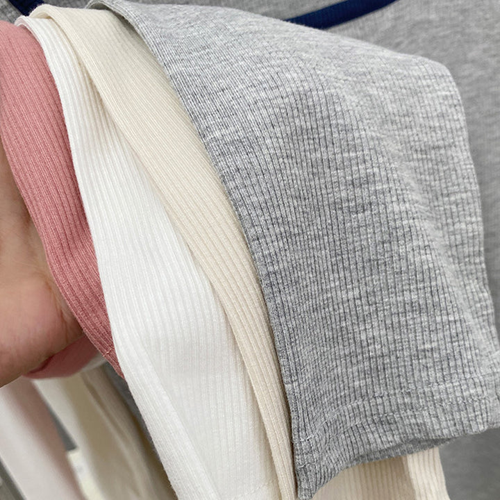 Dame langærmet t-shirt med U-udskæring og moderigtige kontraster Stilla