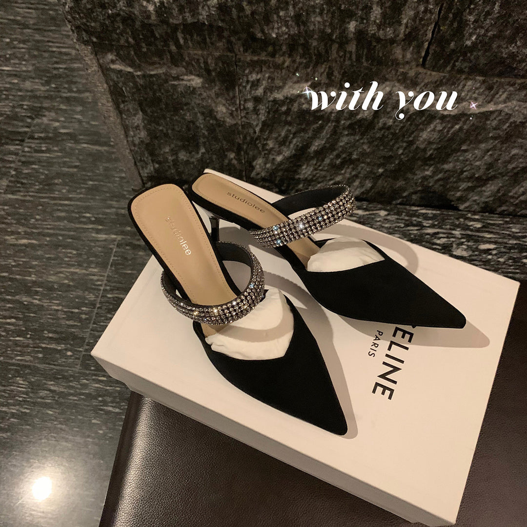 Dame Sling-pumps med strålende rem og spids form Stilla