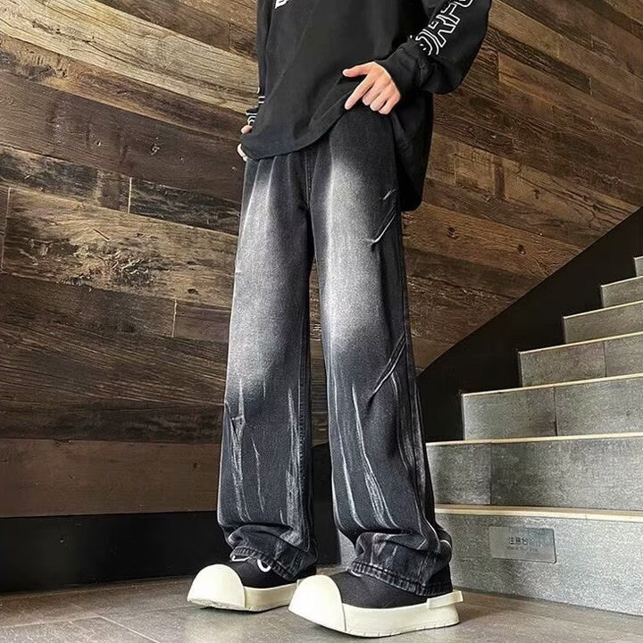Herrer afslappede Baggy-jeans med unikke vaskeeffekter og komfortabel elastisk talje Stilla