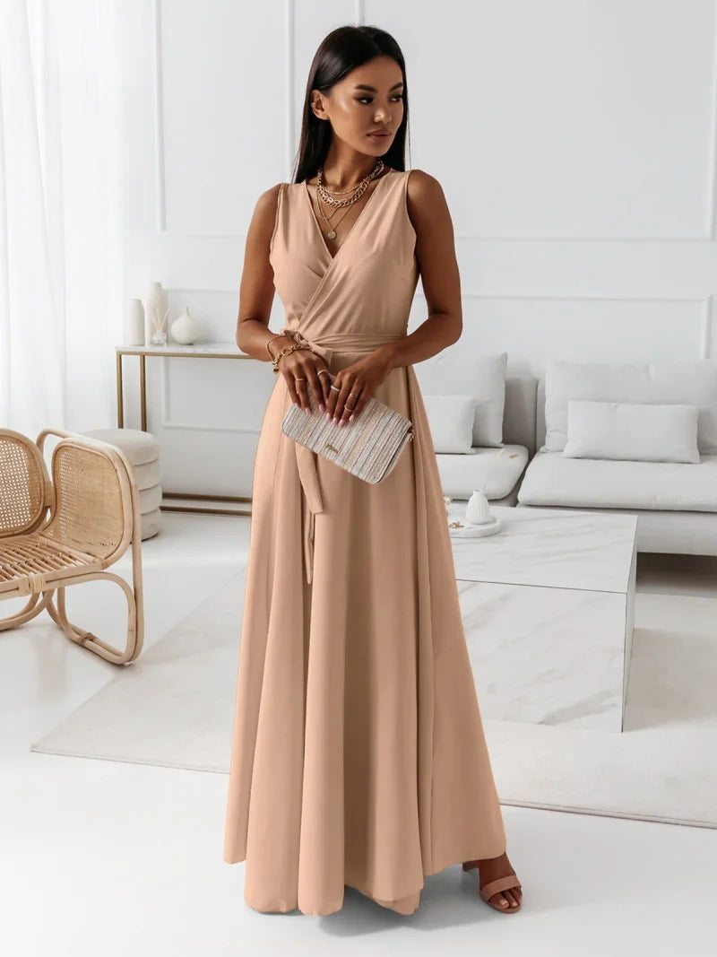 Dame Maxikjole med indpakningslook Stilla