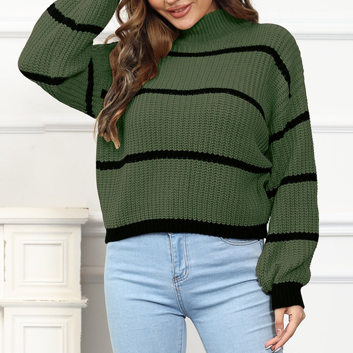 Dame grovstrik pullover med afslappet pasform og modige striber Stilla