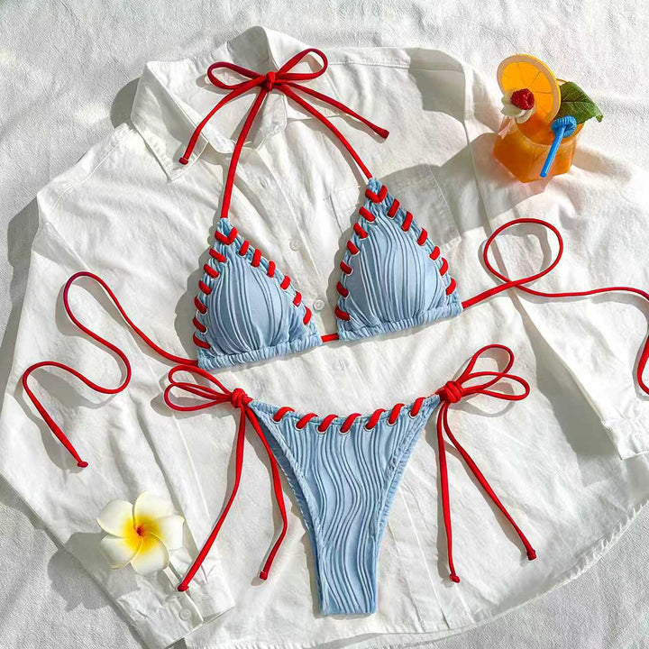 Dame triangle bikini med ruffle detaljer Skovae