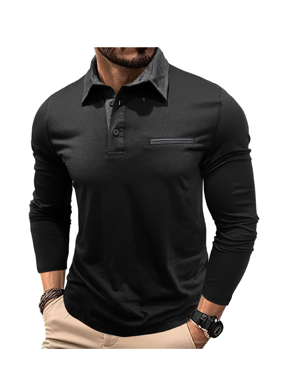Herrer Langærmet Poloshirt Stilla