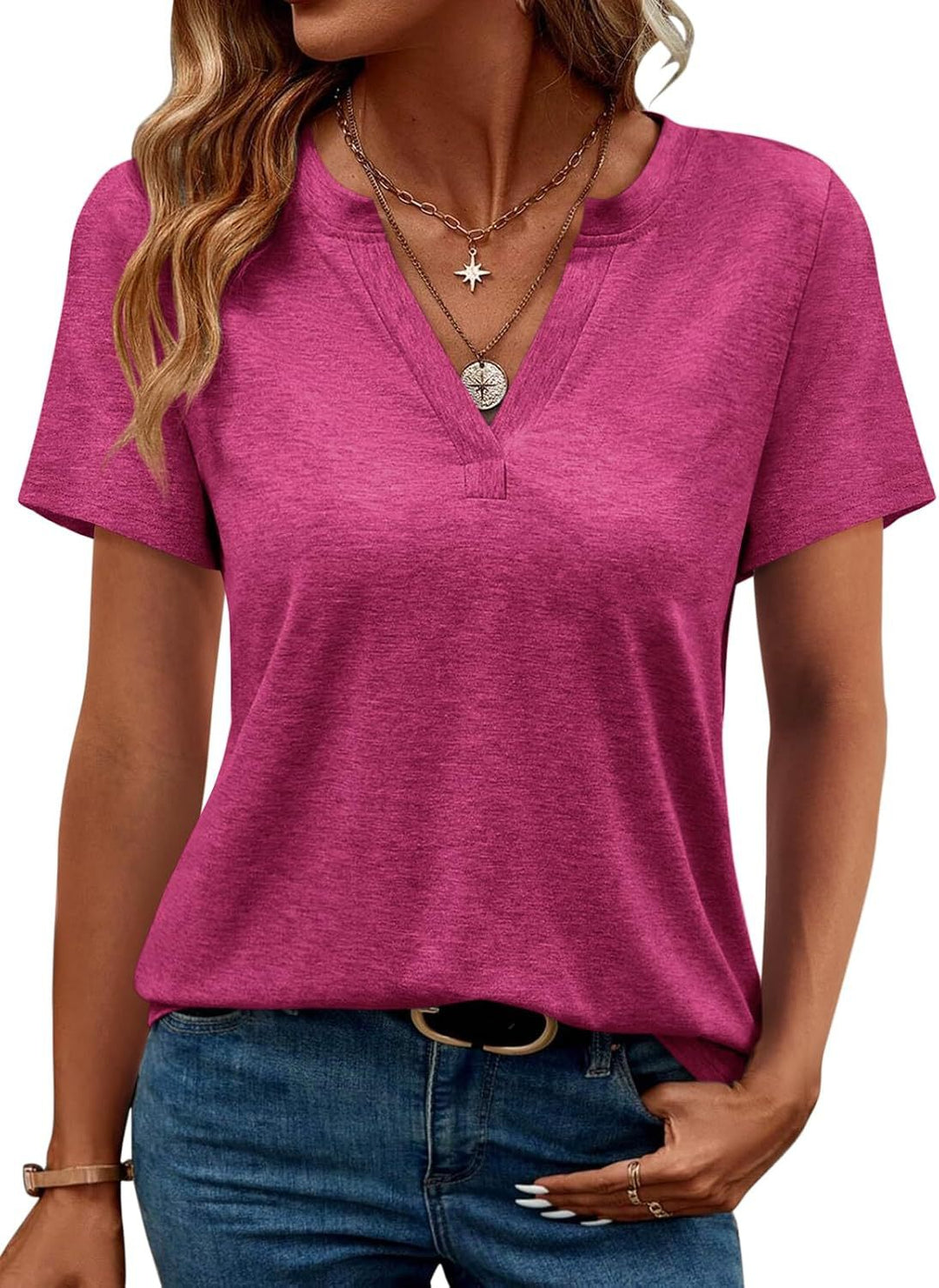 Dame Fritid V-Hals T-Shirt Stilla