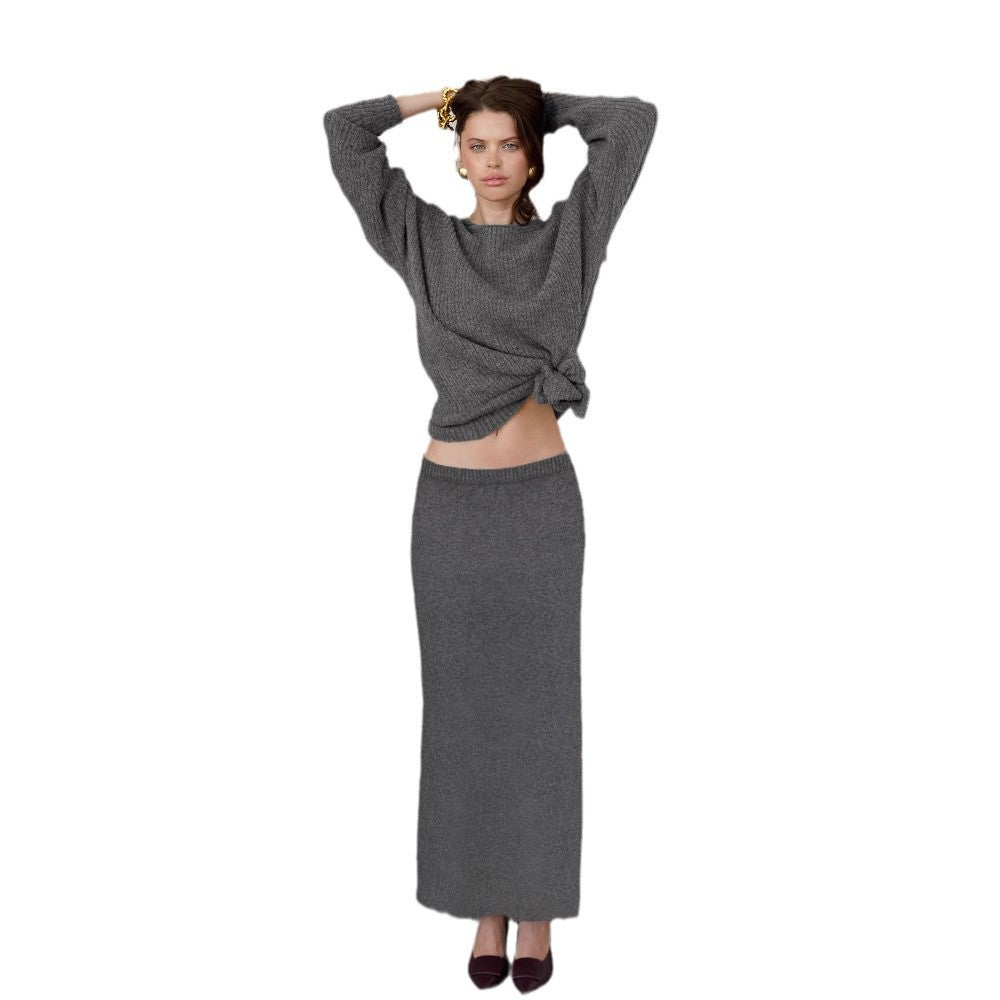 Damen eleganter, figurbetonter Midi-Rock aus hochwertiger Wollmischung Skovae
