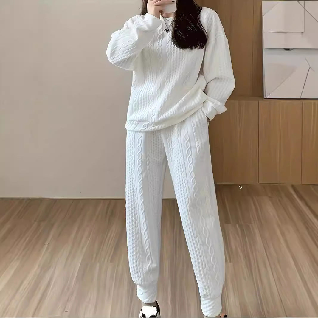 Dame strik-loungewear-sæt med struktureret design og behagelig pasform Stilla