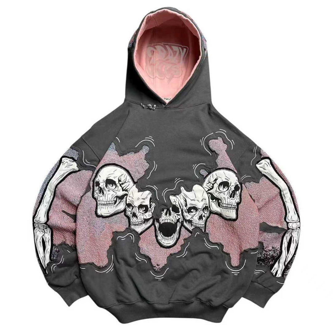 Kvinders hoodie med iøjnefaldende kraniumprint Stilla