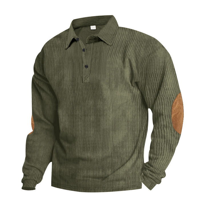 Herrer langærmet Henley sweater med struktureret design og elegante elbows patches Stilla