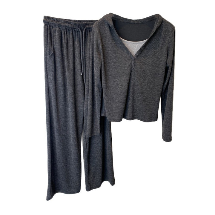 Dame fritids-loungewear-sæt med langærmet top og elastiske bukser Stilla