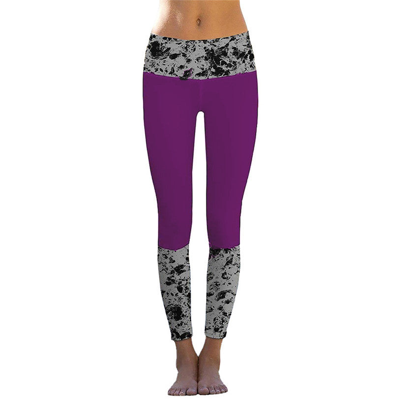 Dame sportleggings med moderne marmor mønster og elastisk talje Stilla