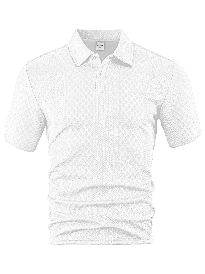 Herrer nan tekstureret jacquard-polo shirt kortærmet smal pasform med polo krave Skovae