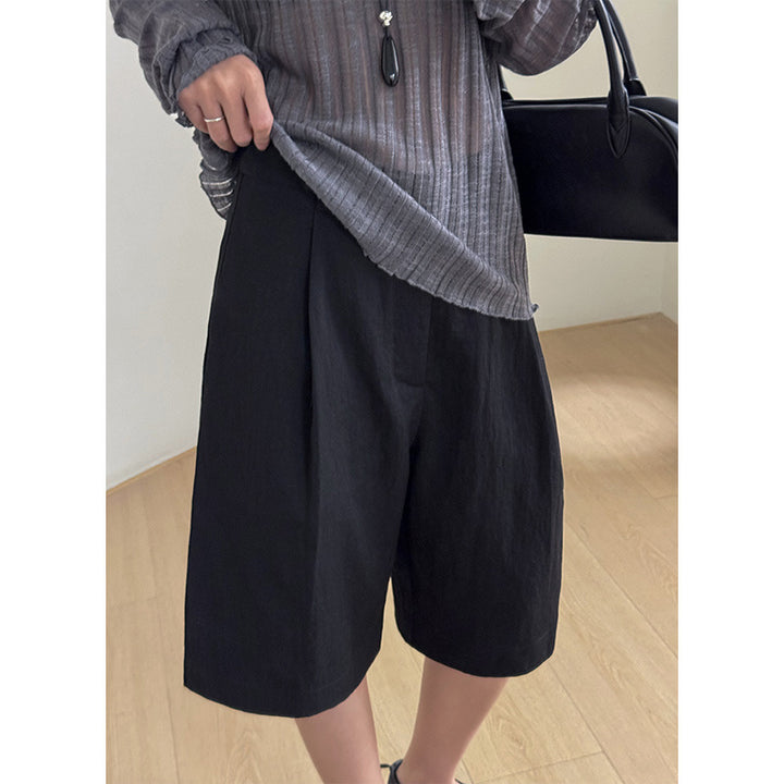 Dame elegante linned-shorts med høj talje og vidde ben Stilla
