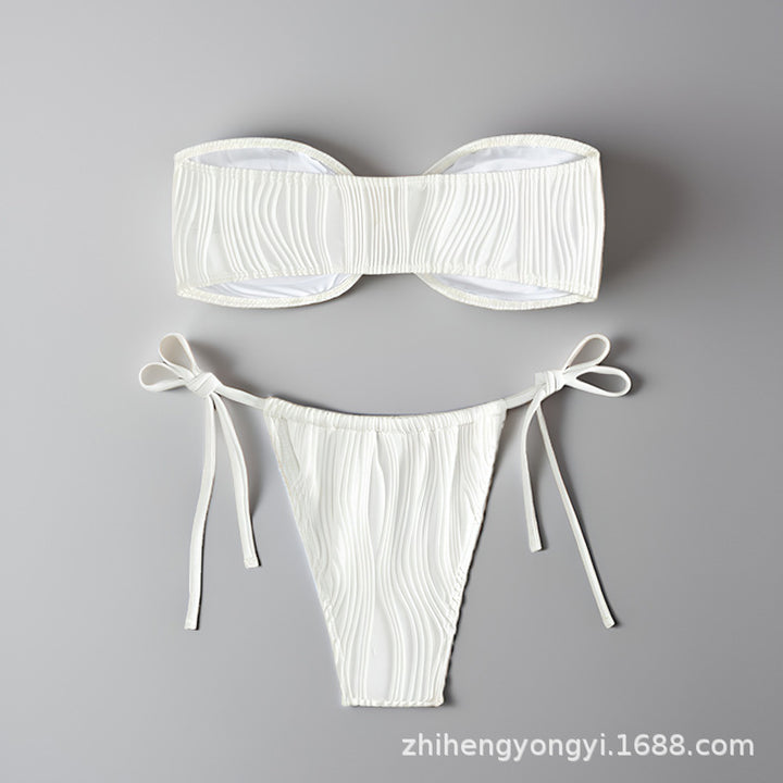 Dame Bandeau-bikini med dekorativt muslingelås Skovae
